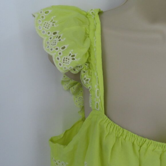 Jennifer & Grace Women Extra Large XL Yellow White Embroidered Eyelet Tank Top - Picture 3 of 10